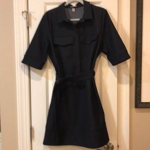 Black denim shirtwaist dress- belted - like new